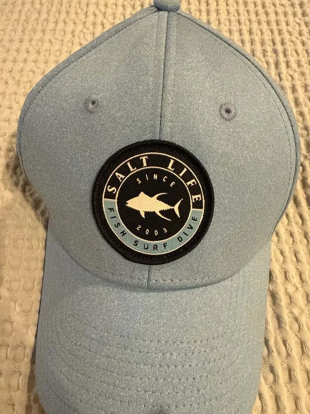 Salt Life Men's Cast Performance A-Flex Stretch Fit Hat in Light Blue - Picture 2 of 10
